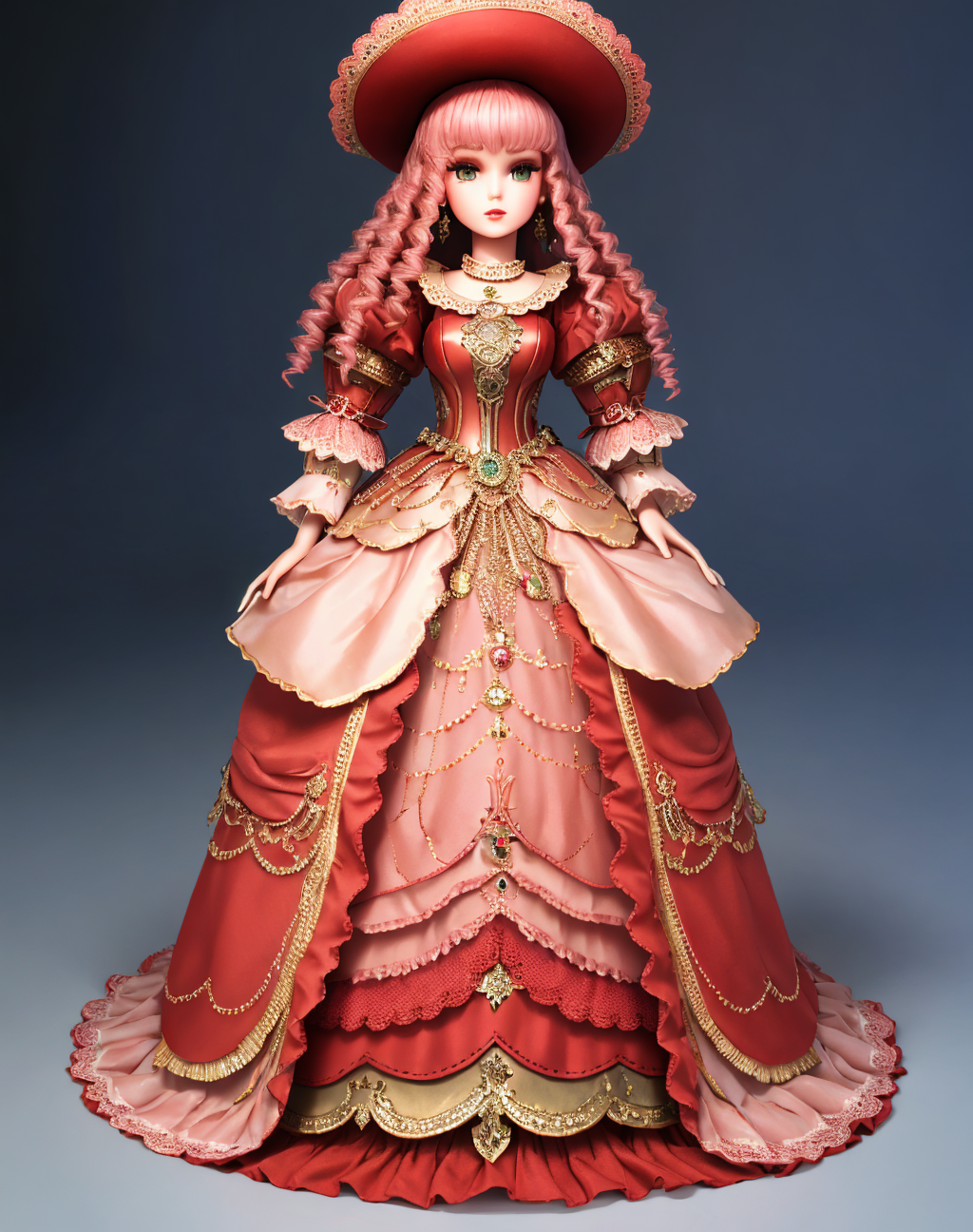 02659-1174573407-8K, Masterpiece, highres, absurdres,_pencil_dress,edgBisqueDoll, a doll with a [armor_dress] and a hat ,wearing  edgBisqueDoll_c.png